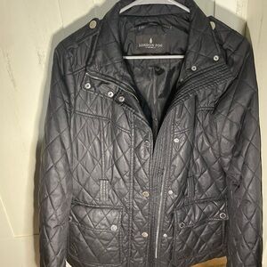 LONDON FOG Women's black Quilted Puffer Jacket size small coat zipper buttons